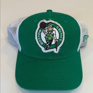 Youth New Era NBA Boston Celtics Green and White Mesh Back Ball Cap Trucker Hat